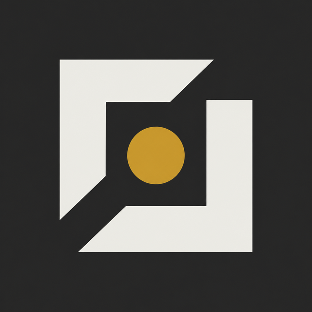 EDICT mark: a cream square seal around a gold core on an ink field.